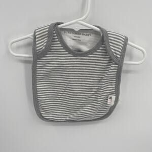 Burt's Bees Baby One Size Gray Striped Pullover Bib Terry Cloth Back Foldover
